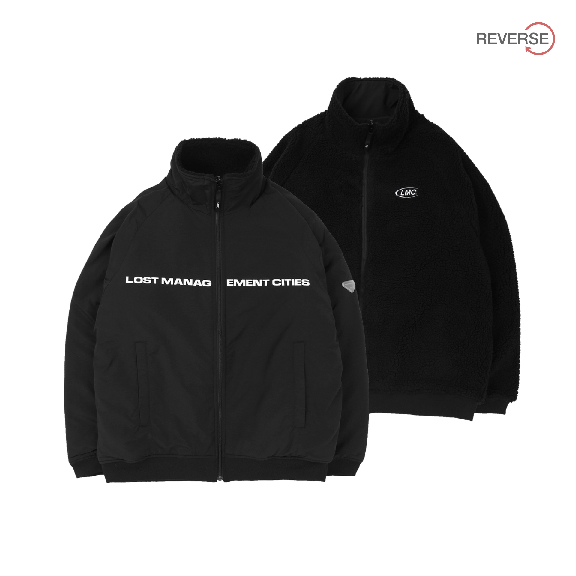 lmc boa fleece reversible full zip jacket black