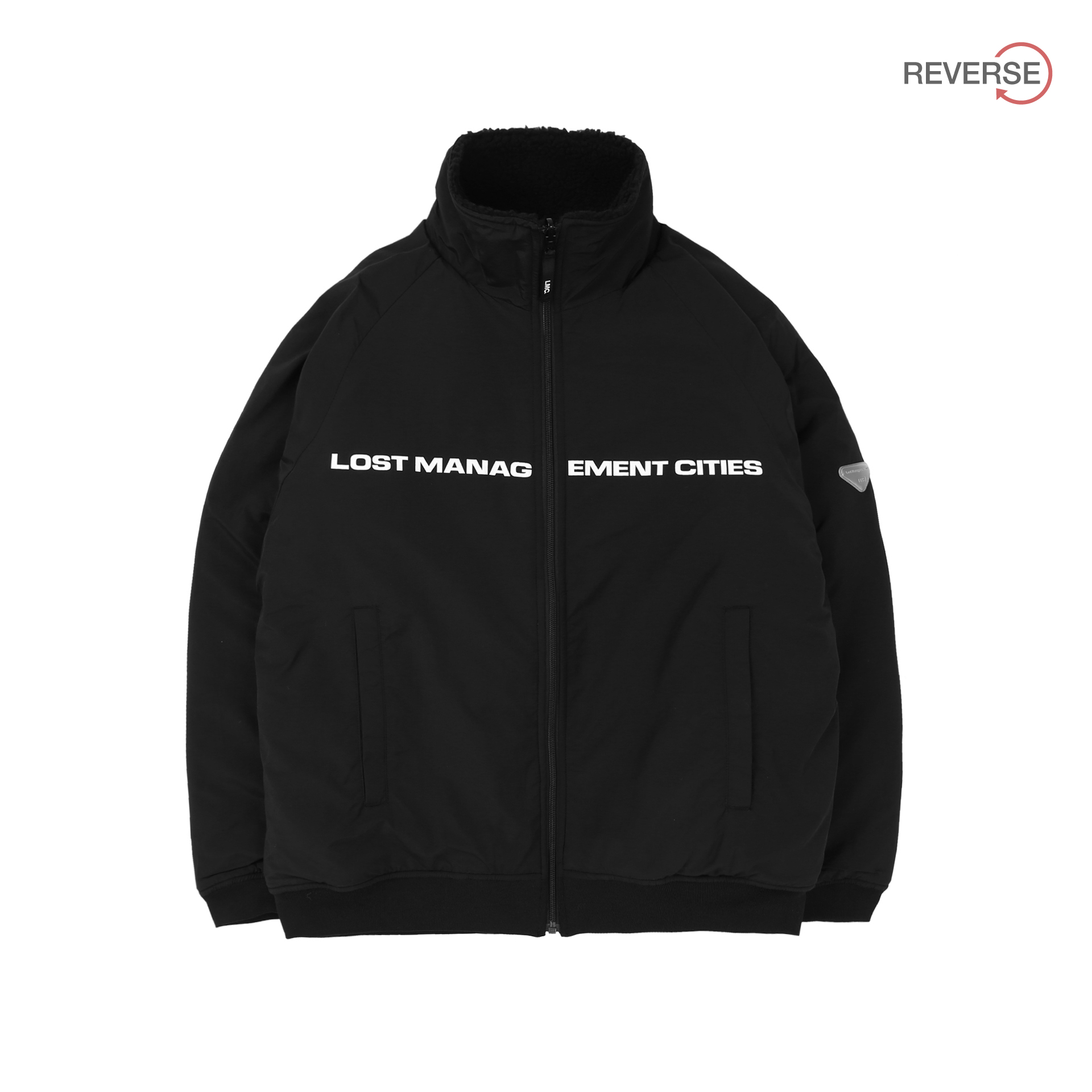 lmc boa fleece reversible full zip jacket black