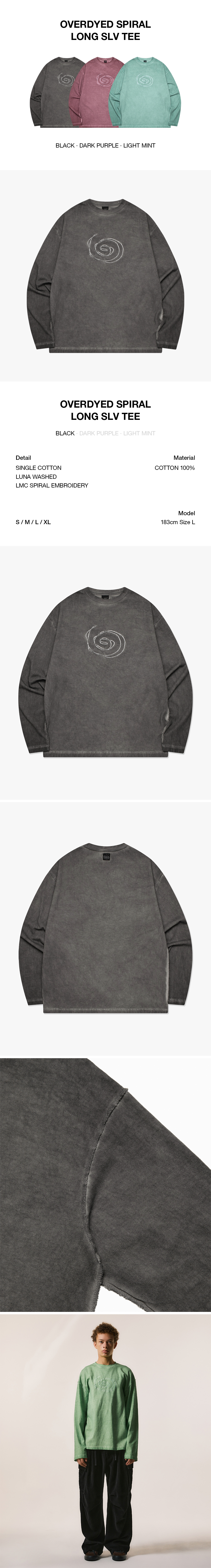 [ LMC]★OVERDYED SPIRAL LONG SLV TEE LMC Overdyed Spiral Long SLV Tee - Black | International Store