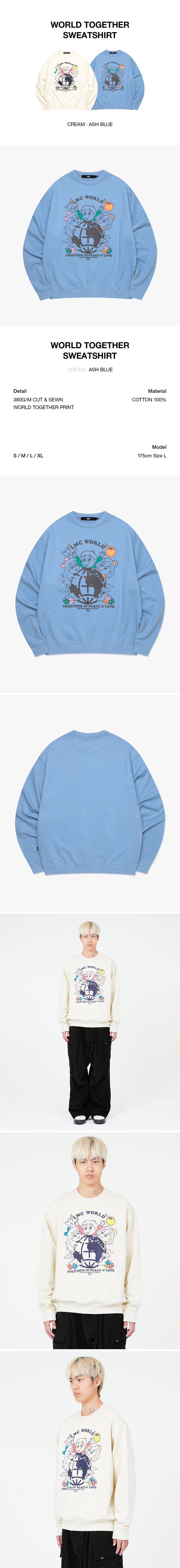 Tシャツ・カットソー LMC WORLD TOGETHER SWEATSHIRT ash blue 0LM23FSW115ABL LMC World Together Sweatshirt - Ash Blue | International Store