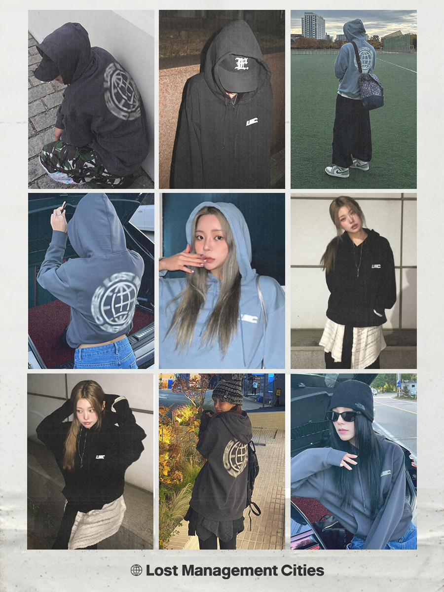 MUSINSA | LMC RETRO MOVING LOGO HOODIE charcoal