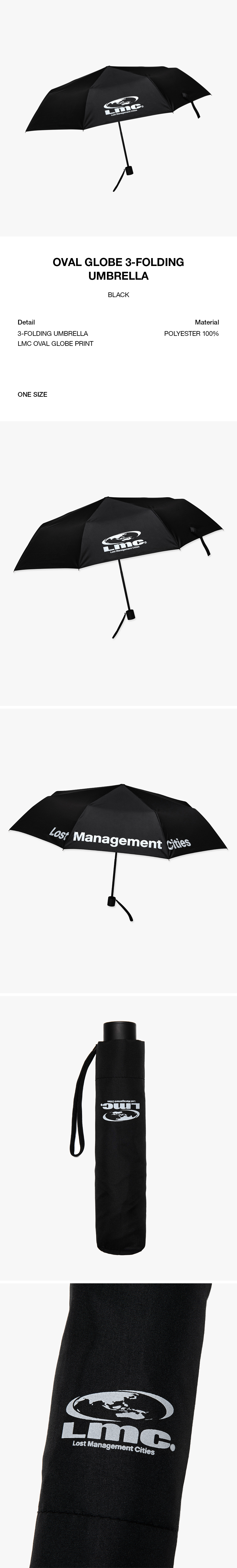 [ LMC]★24SS★韓国人気★OVAL GLOBE 3-FOLDING UMBRELLA LMC Oval Globe 3-Folding Umbrella - Black | 하이츠스토어