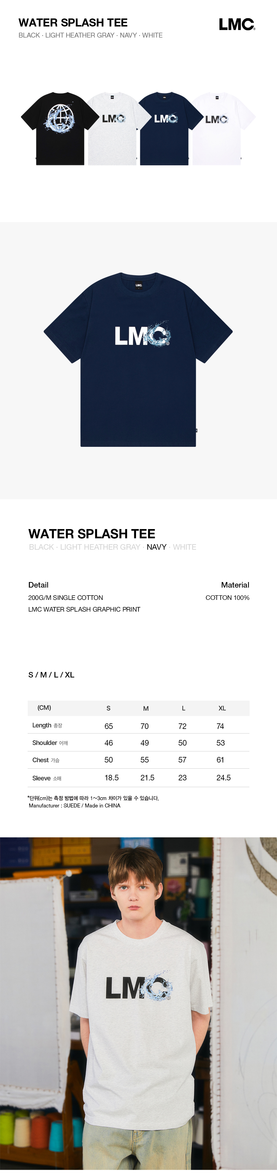 MUSINSA | LMC WATER SPLASH TEE navy