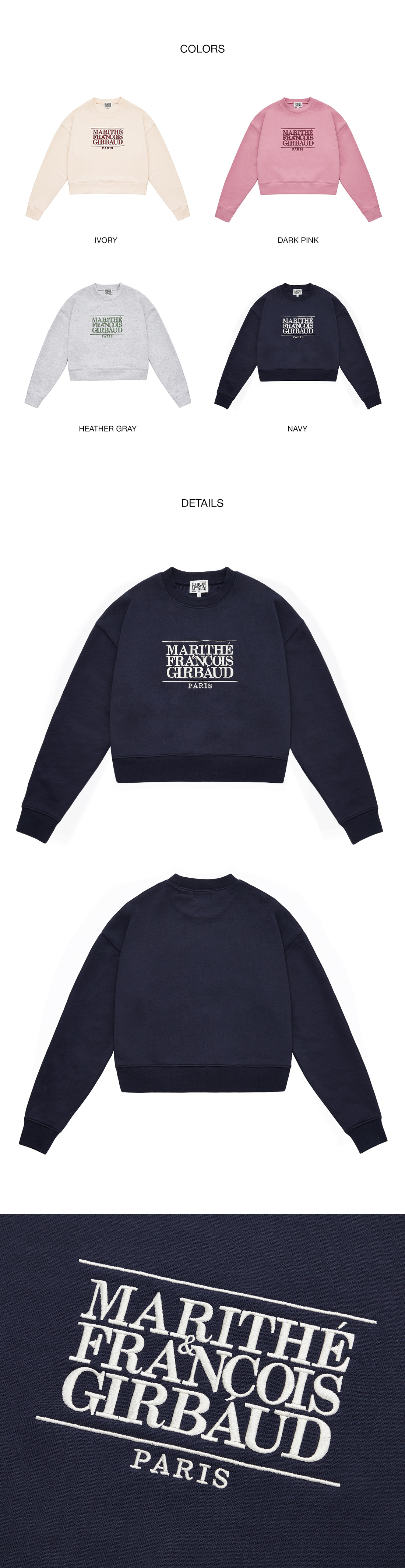 W Classic Logo Crop Sweatshirt (Navy) | W Concept