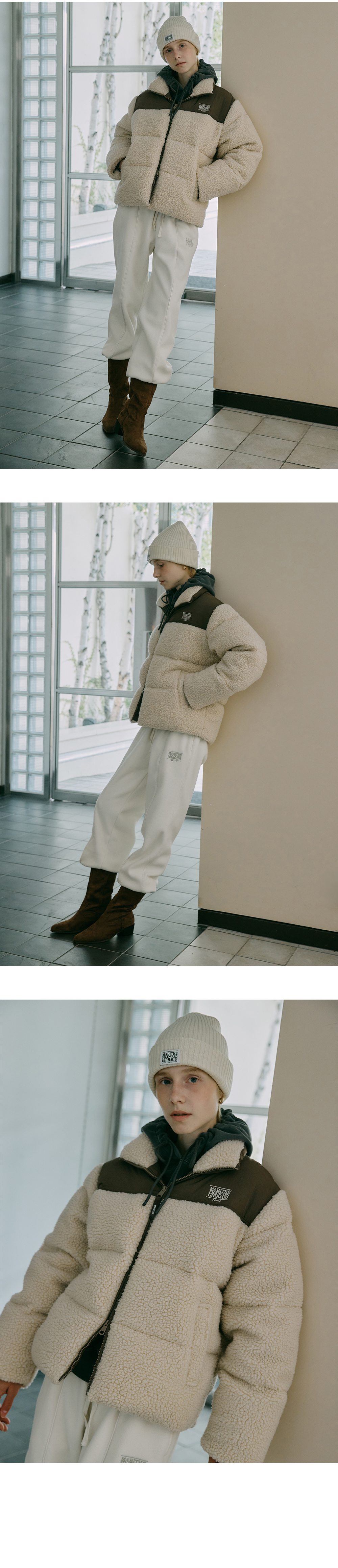 CLASSIC LOGO DUCK DOWN FLEECE PUFFER beige - MARITHE