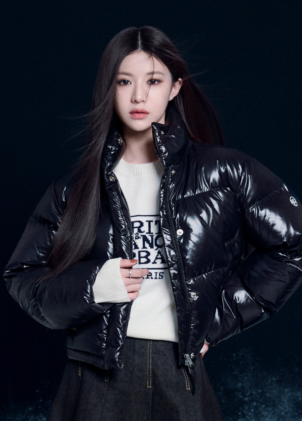W GLOSSY DUCK DOWN CROP PUFFER ivory - MARITHE FRANCOIS GIRBAUD