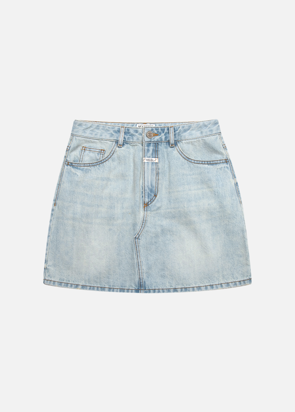 スカート Marithe + Francois Girbaud W STRAIGHT DENIM MINI SKIRT light W FRAY EDGE DENIM MINI SKIRT light blue - MARITHE FRANCOIS
