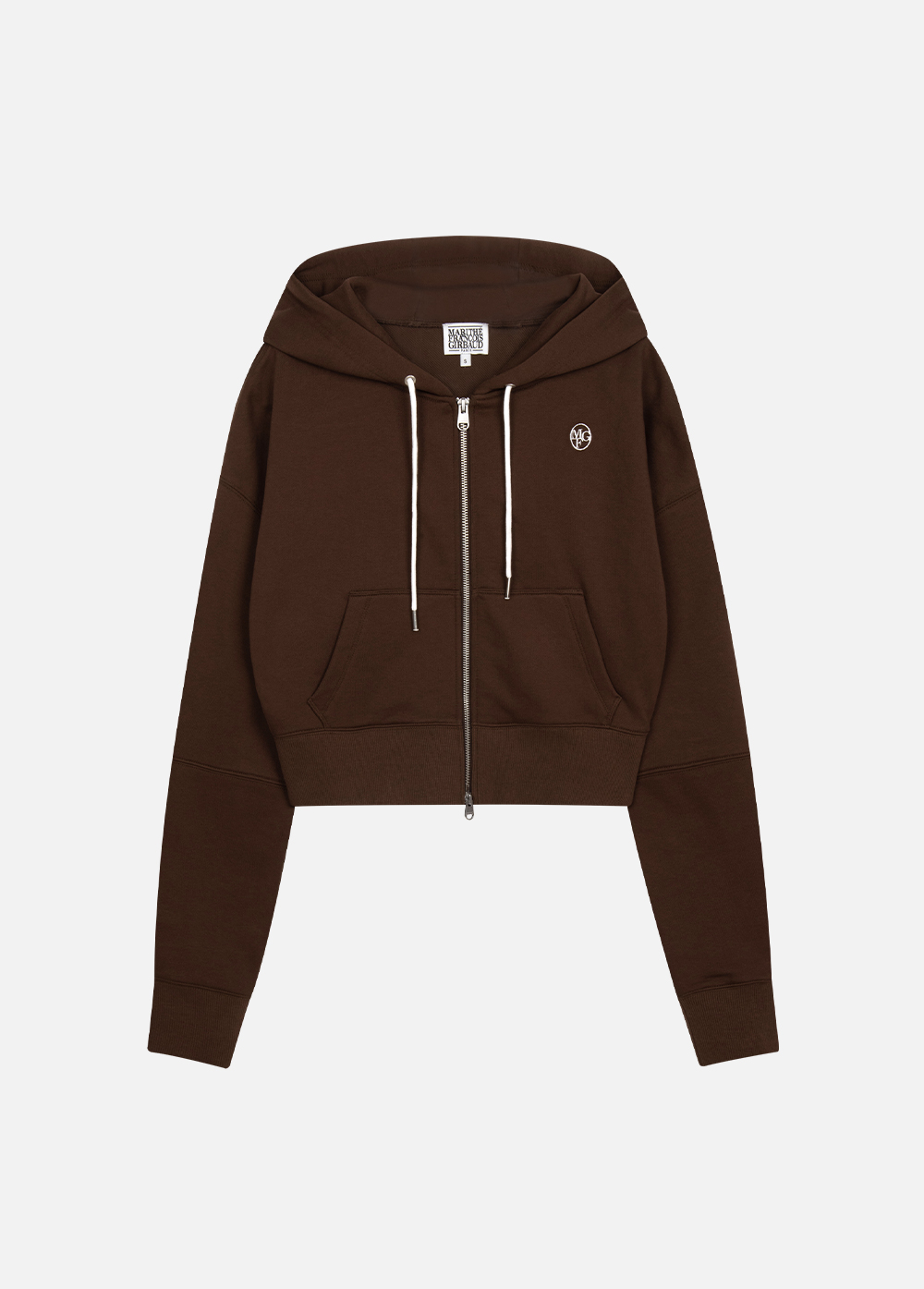W CIRCLE LOGO CROP HOODIE ZIPUP brown - MARITHE FRANCOIS GIRBAUD