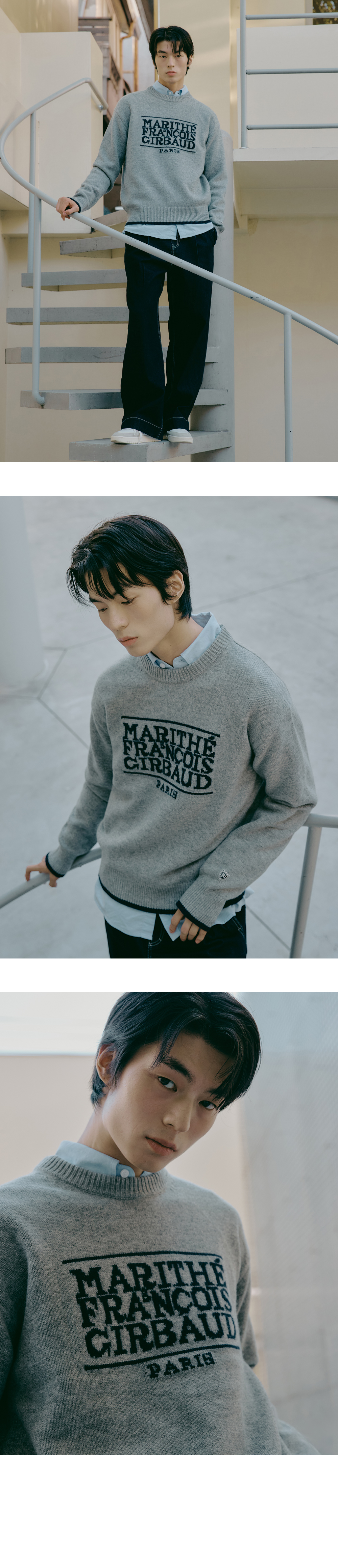 MOUVEMENT CLASSIC LOGO KNIT PULLOVER light heather gray