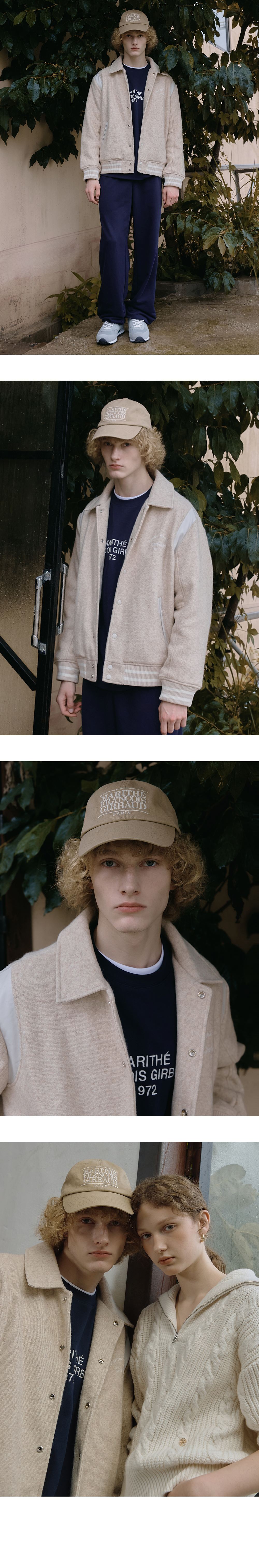 WOOL BLENDED VARSITY JACKET oatmeal - MARITHE FRANCOIS GIRBAUD