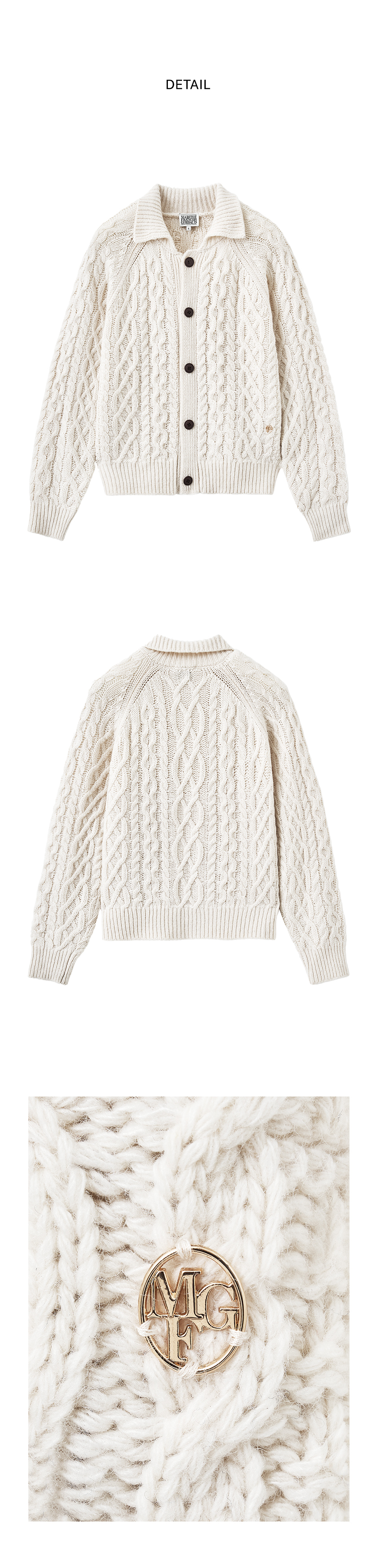 ★送料・関税込★MARITHE★CABLE COLLAR CARDIGAN★ CABLE COLLAR CARDIGAN ivory - MARITHE FRANCOIS GIRBAUD