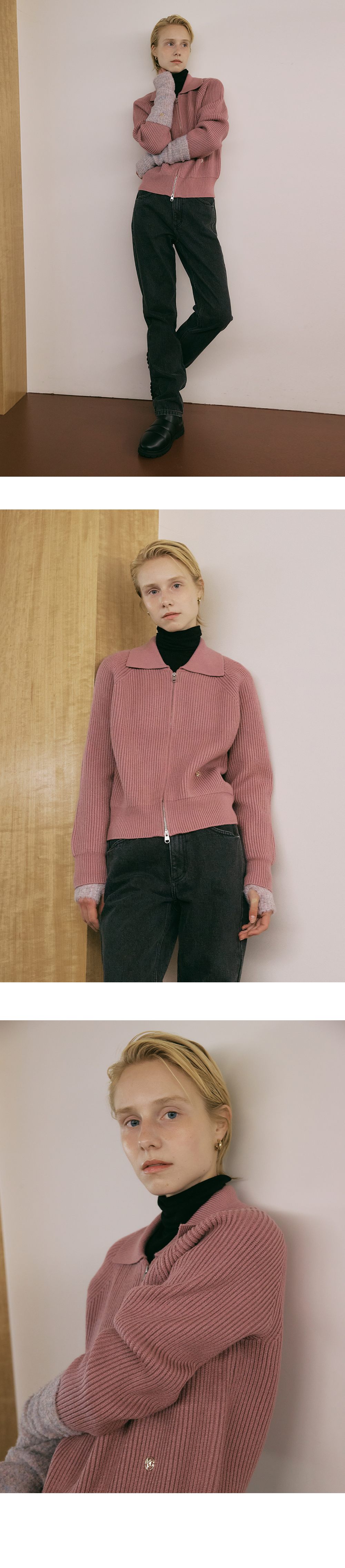 W CIRCLE LOGO ZIPUP CARDIGAN light purple - MARITHE FRANCOIS