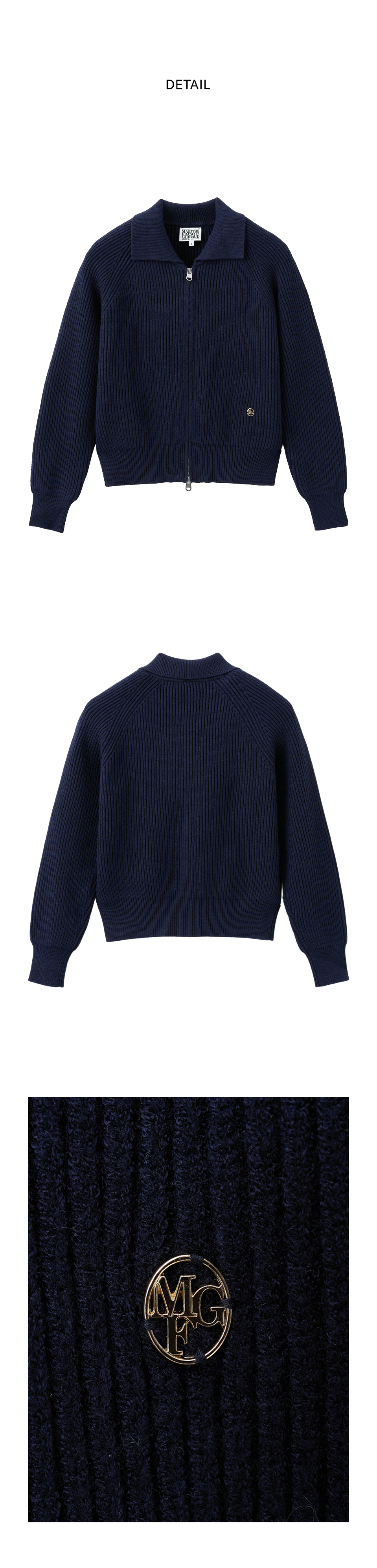 W CIRCLE LOGO ZIPUP CARDIGAN - 2 COLORS NAVY
