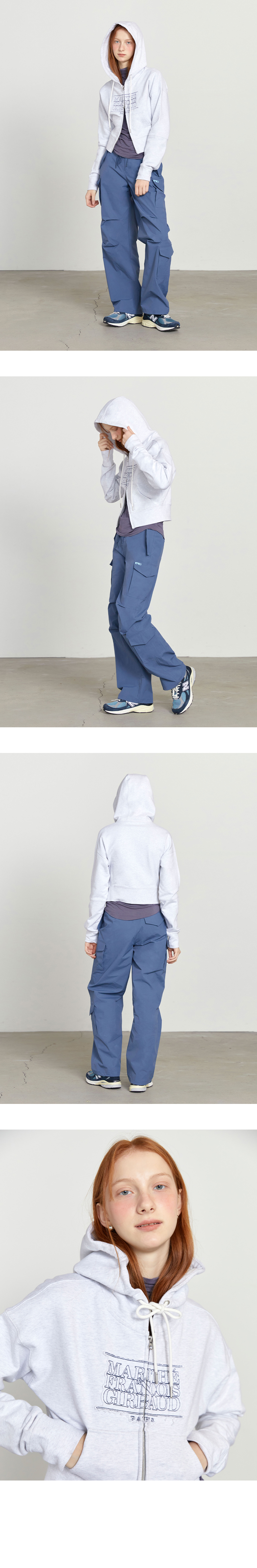 W CLASSIC LOGO CROP HOODIE ZIPUP light heather gray 상세 이미지 2