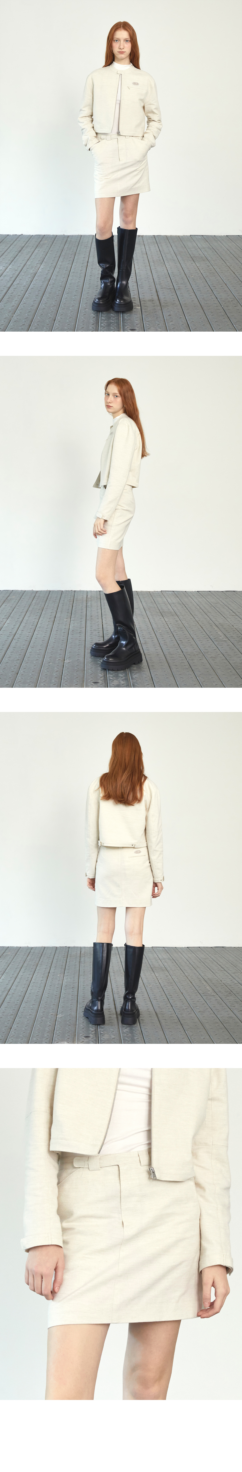 W DENIM MINI SKIRT - 3 COLORS OATMEAL