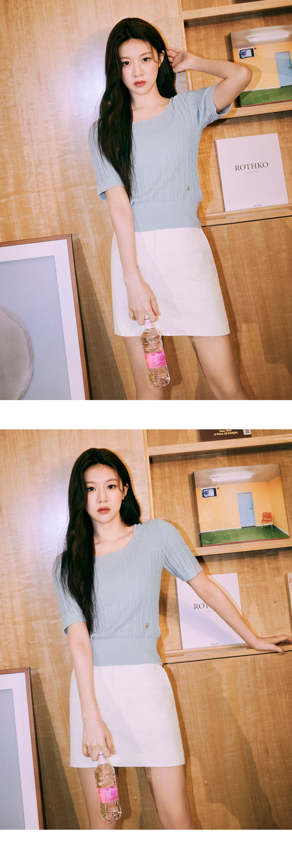 W DENIM MINI SKIRT - 3 COLORS OATMEAL