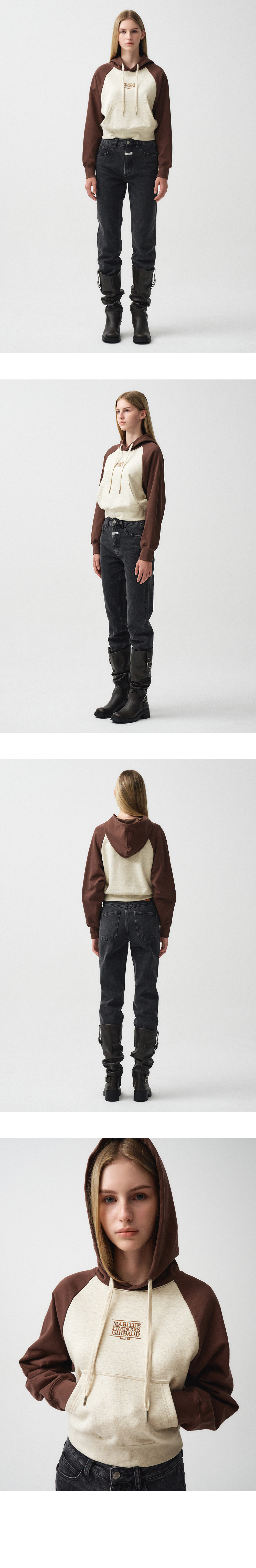 W NEW CLASSIC LOGO RAGLAN HOODIE oatmeal - MARITHE FRANCOIS W NEW CLASSIC LOGO RAGLAN HOODIE oatmeal - MARITHE FRANCOIS