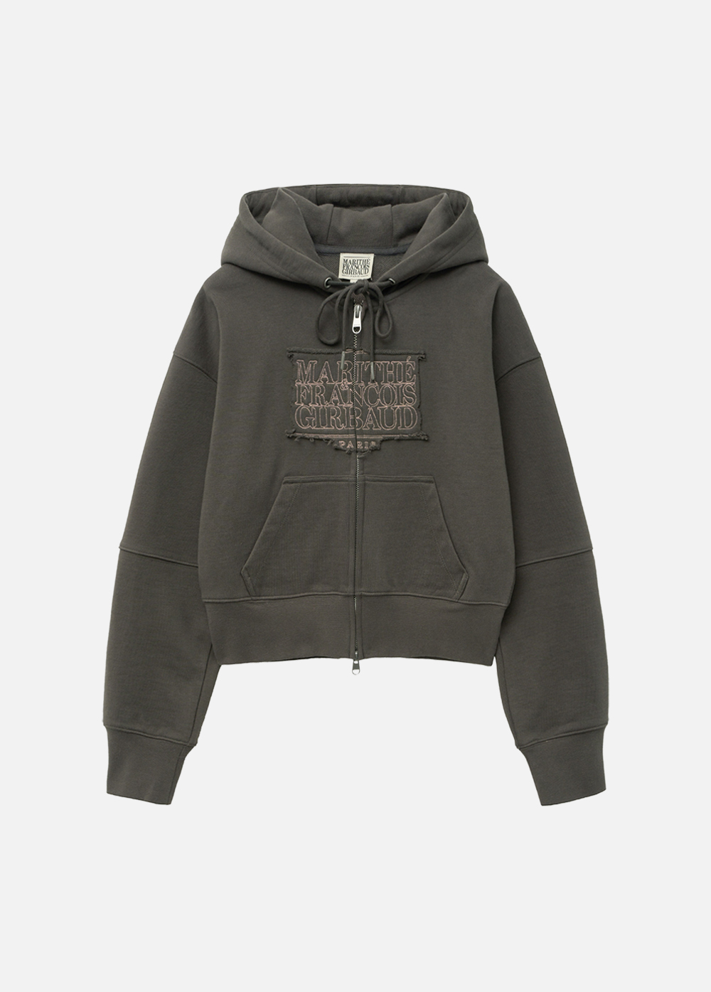 本当に信頼出来る店 LOGO CLASSIC W CROP GIRBAUD FRANCOIS MARITHE - charcoal ZIPUP HOODIE トップス