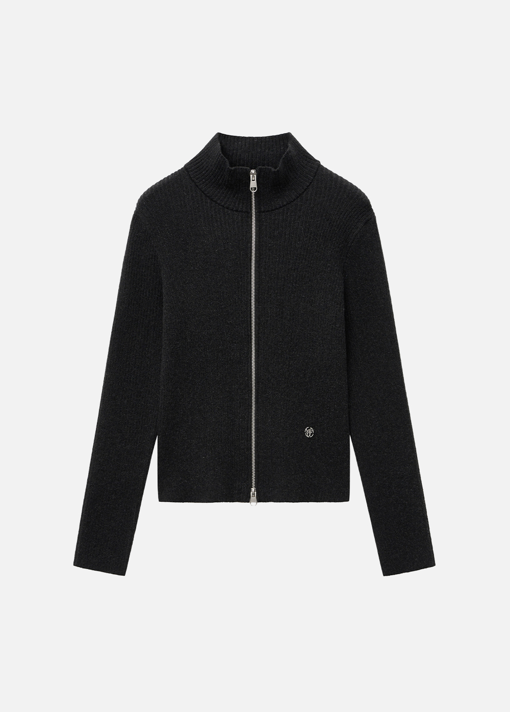 TWO WAY HIGH NECK ZIP-UP CARDIGAN black - MARITHE FRANCOIS