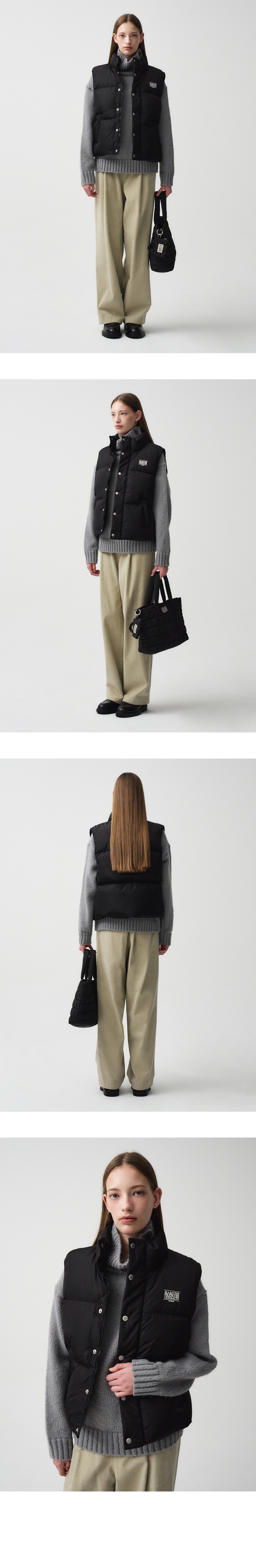 CLASSIC LOGO DUCK DOWN VEST black - MARITHE FRANCOIS GIRBAUD