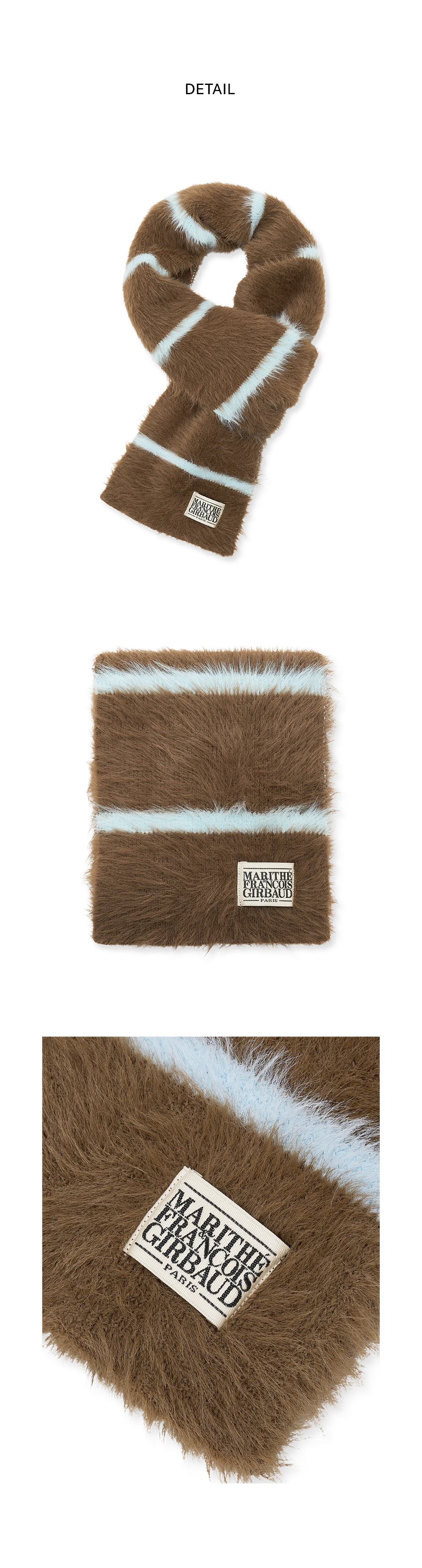◇Marithe + Francois Girbaud◇ CLASSIC LOGO MUFFLER (4color) CLASSIC LOGO FLUFFY MUFFLER brown - MARITHE FRANCOIS GIRBAUD
