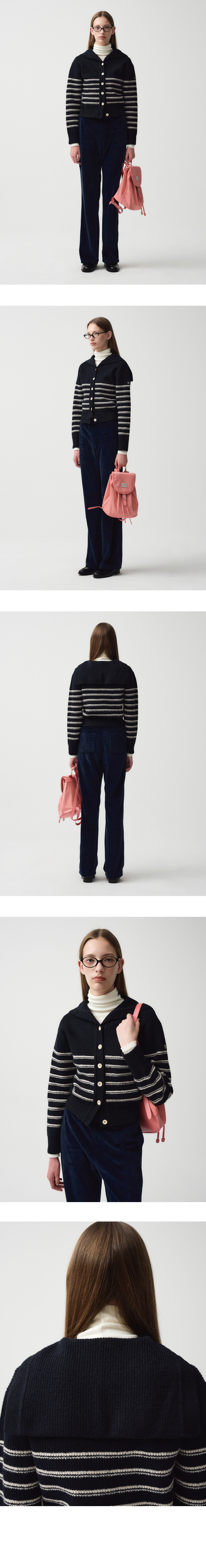 アウターその他 Marithe + Francois Girbaud W SAILOR STRIPE KNIT CARDIGAN ivo W SAILOR STRIPE KNIT CARDIGAN navy - MARITHE FRANCOIS GIRBAUD