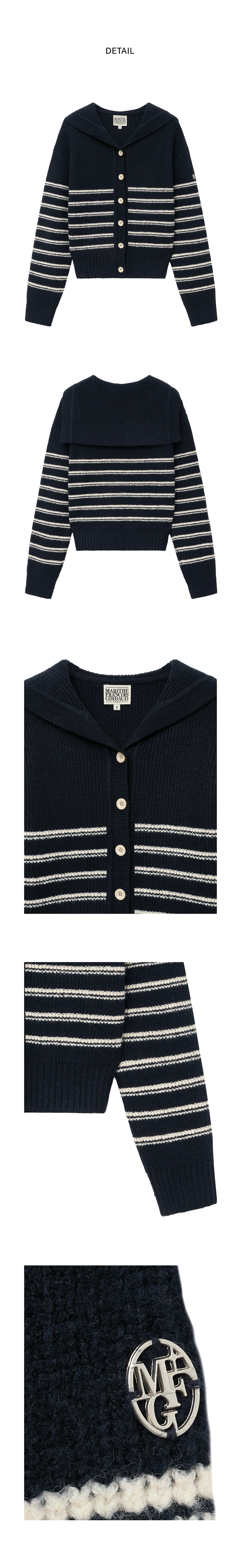 アウターその他 Marithe + Francois Girbaud W SAILOR STRIPE KNIT CARDIGAN ivo W SAILOR STRIPE KNIT CARDIGAN navy - MARITHE FRANCOIS GIRBAUD