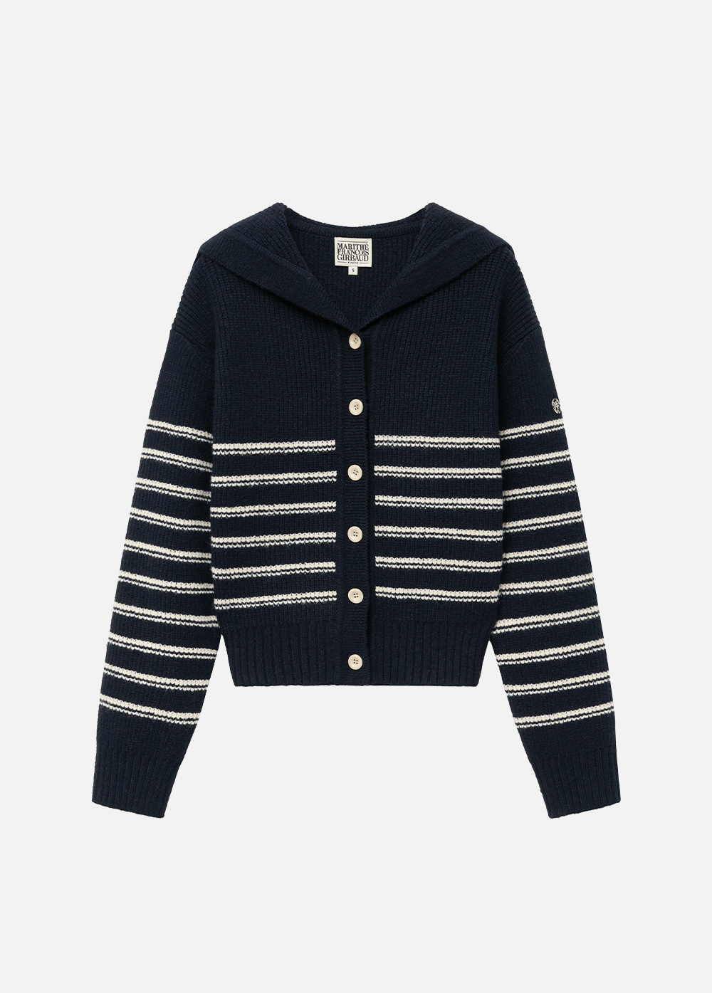 アウターその他 Marithe + Francois Girbaud W SAILOR STRIPE KNIT CARDIGAN ivo W SAILOR STRIPE KNIT CARDIGAN navy - MARITHE FRANCOIS GIRBAUD