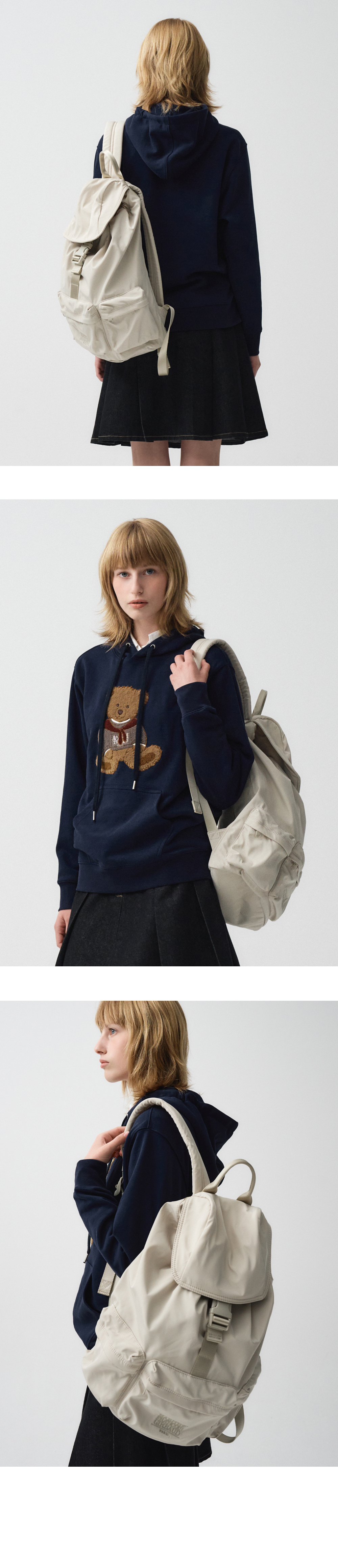 CLASSIC LOGO 3 POCKET BIG BACKPACK beige - MARITHE FRANCOIS CLASSIC LOGO 3 POCKET BIG BACKPACK beige - MARITHE FRANCOIS