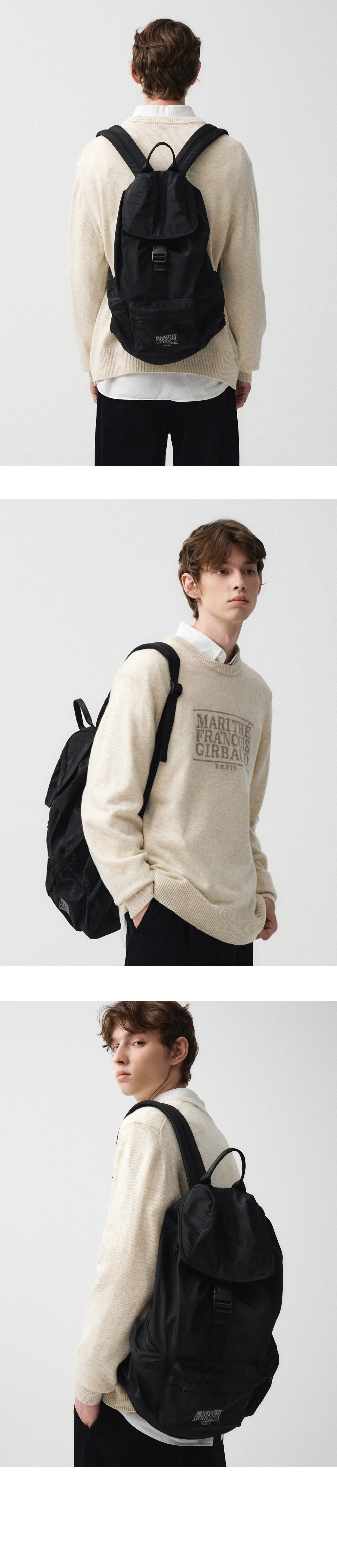 CLASSIC LOGO 3 POCKET BIG BACKPACK black - MARITHE FRANCOIS CLASSIC LOGO 3 POCKET BIG BACKPACK black - MARITHE FRANCOIS