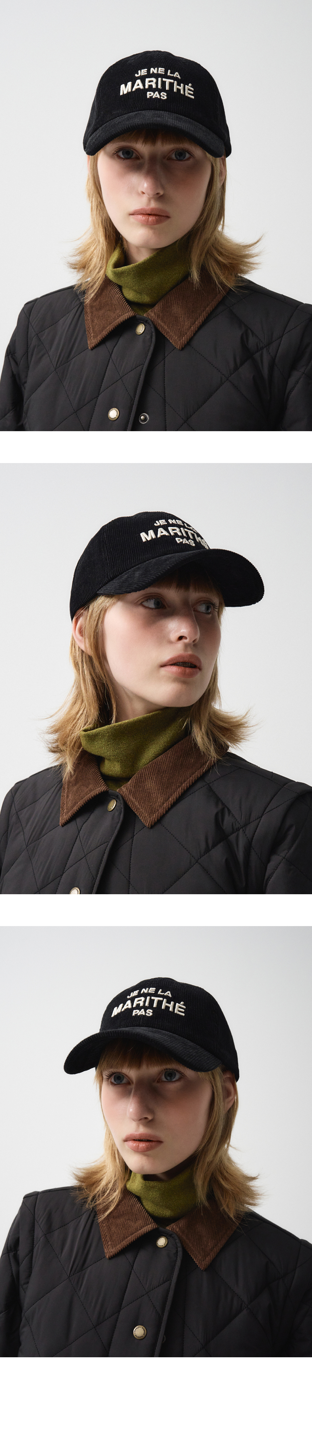 LETTERING LOGO CORDUROY CAP black - MARITHE FRANCOIS GIRBAUD