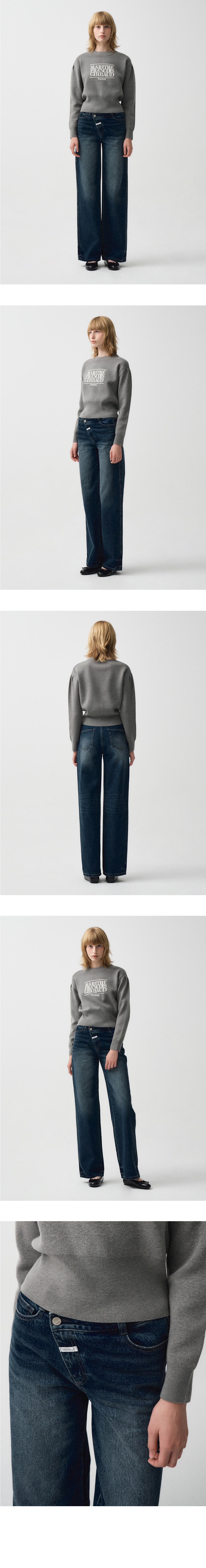W CROSS OVER STRAIGHT DENIM PANTS dark blue - MARITHE