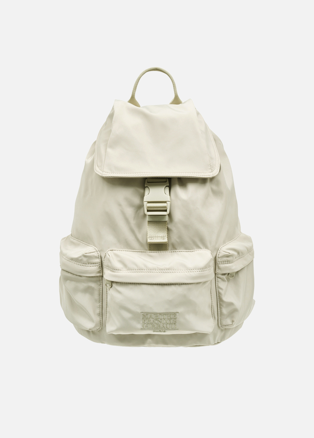 Marithe☆25SS CLASSIC LOGO ZIP POCKET BACKPACK(3color) CLASSIC LOGO 3 POCKET BIG BACKPACK beige - MARITHE FRANCOIS