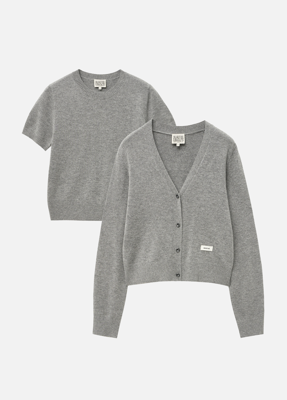 W HALF SLEEVE KNIT CARDIGAN SET-UP gray - MARITHE FRANCOIS W HALF SLEEVE KNIT CARDIGAN SET-UP gray - MARITHE FRANCOIS