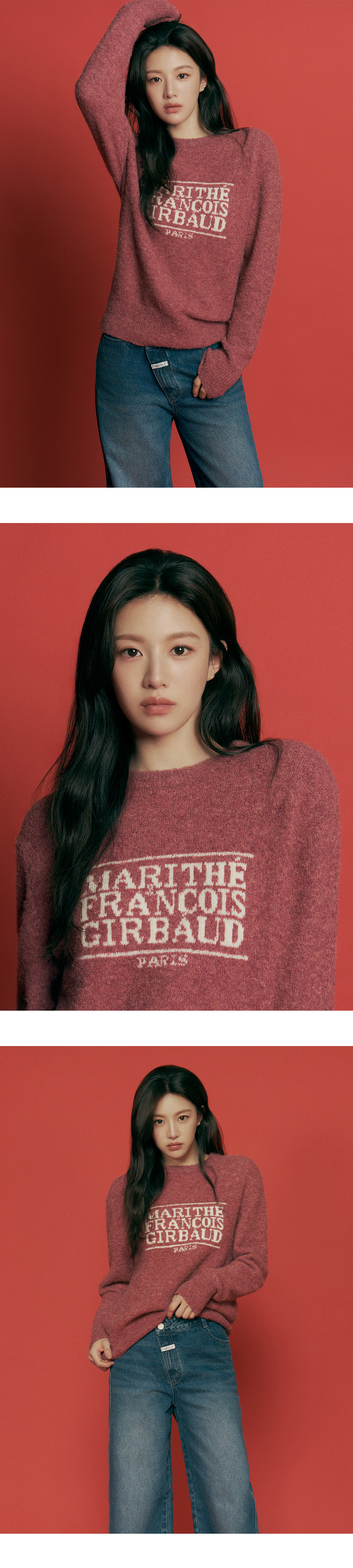 ♥MARITHE♥BOUCLE CLASSIC LOGO SWEATER MARITHÉ FRANÇOIS GIRBAUD] BOUCLE CLASSIC LOGO SWEATER black