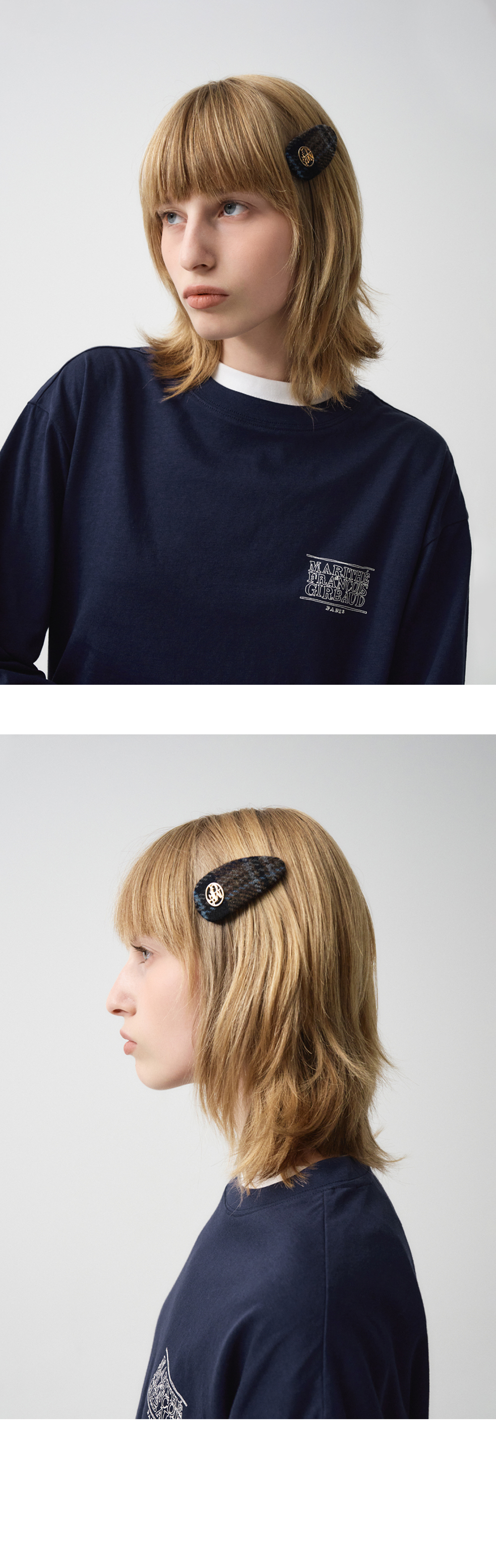 【MARITHE】 REGULAR LOGO SLIM HAIR PIN 2PACK‐BROWN REGULAR LOGO HAIR CLIP brown - MARITHE FRANCOIS GIRBAUD