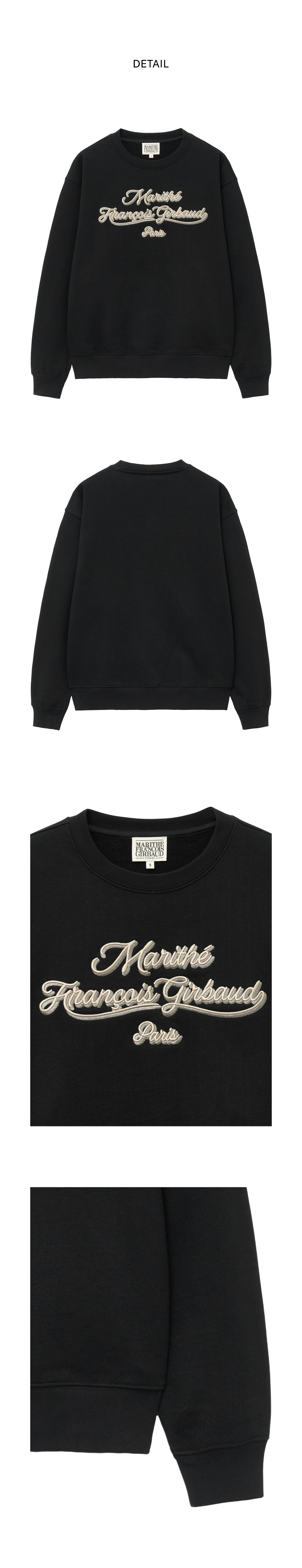 【MARITHE】韓国◆LETTERING EMBROIDERY OVERSIZED SWEATSHIRT LETTERING EMBROIDERY OVERSIZED SWEATSHIRT black - MARITHE
