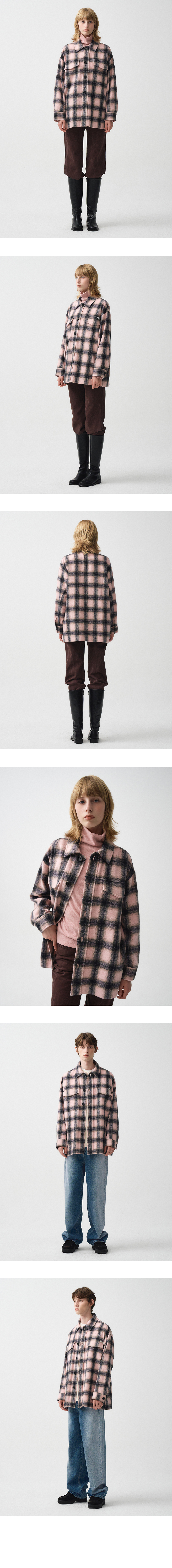 ジャケット Marithe + Francois Girbaud OVERSIZED CLASSIC CHECK SHIRT JAC OVERSIZED CLASSIC CHECK SHIRT JACKET pink - MARITHE FRANCOIS