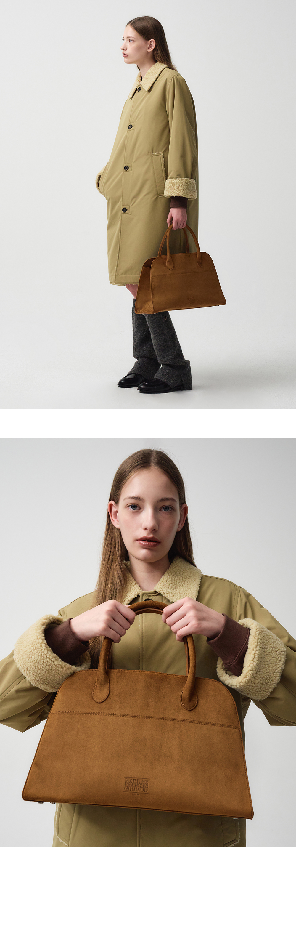 ☆Marithe + Francois Girbaud☆ CLASSIC LOGO SUEDE TOTE BAG c 마리떼 프랑소와 저버 - CLASSIC LOGO SUEDE TOTE BAG camel