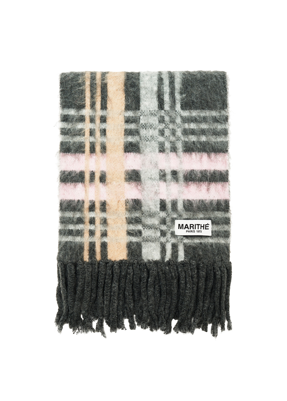 REGULAR LOGO CHECK CHUNKY MUFFLER gray - MARITHE FRANCOIS