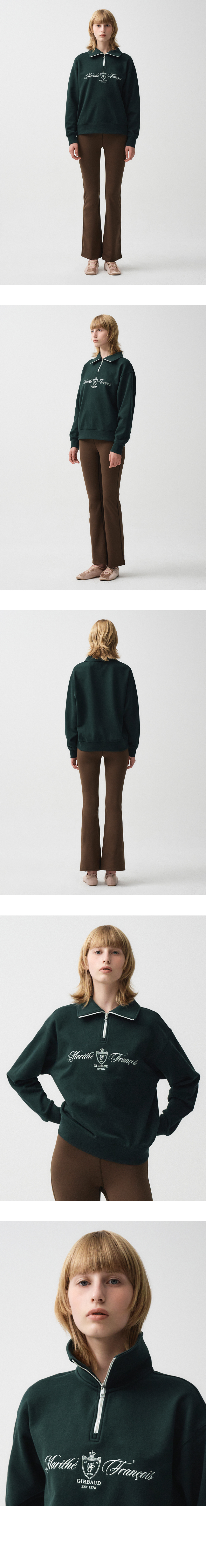 MOUVEMENT HALF ZIP-UP SWEATSHIRT dark green - MARITHE