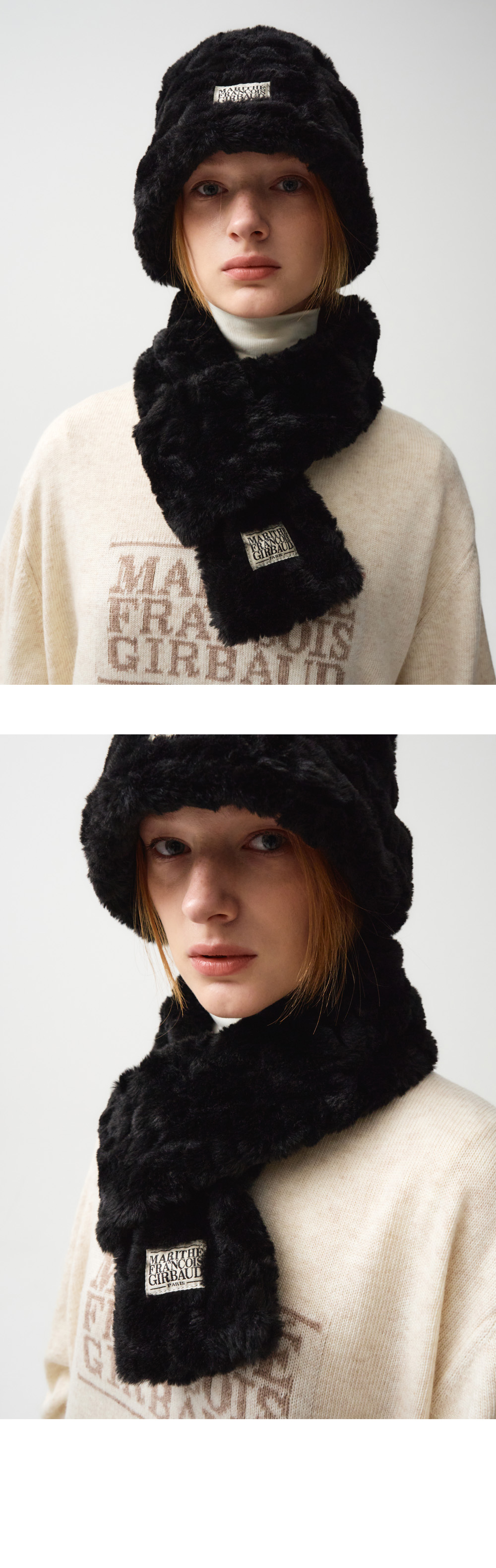 ♥MARITHE♥NU WEEK CLASSIC LOGO FUR BUCKET HAT NU WEEK] MARITHÉ X NUGAYOUNG 'NU WEEK' • ITEM - LOOK1 NU