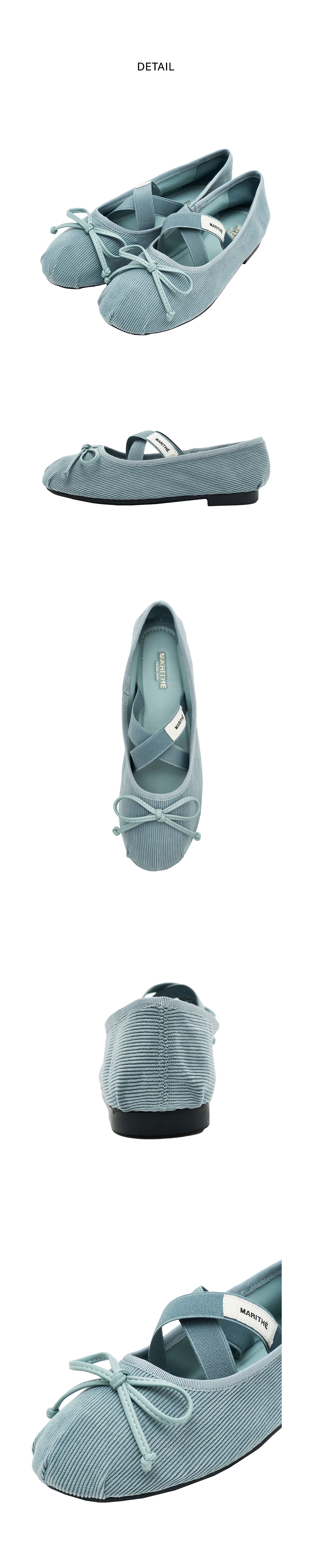 MARITHE★韓国大人気 W CROSS BANDING CORDUROY FLAT SHOES W CROSS BANDING CORDUROY FLAT SHOES light blue - MARITHE