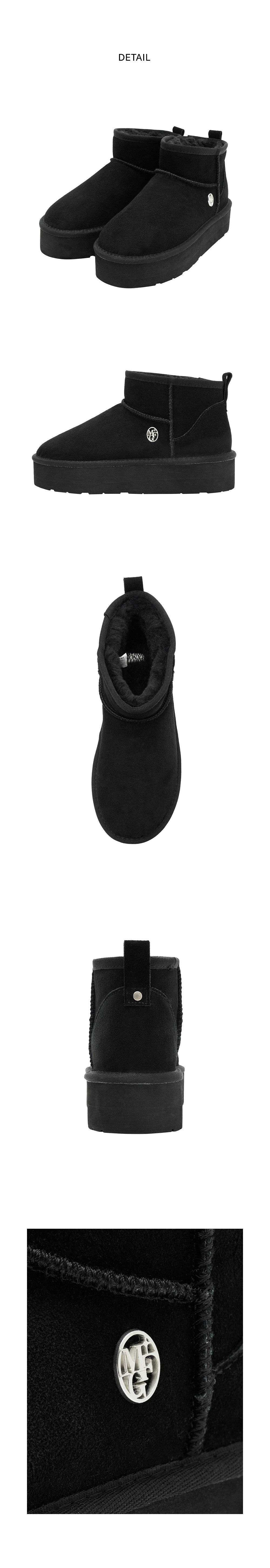 MARITHE★韓国大人気 W CIRCLE LOGO PLATFORM SUEDE SHORT BOOTS W CIRCLE LOGO PLATFORM SUEDE SHORT BOOTS black - MARITHE
