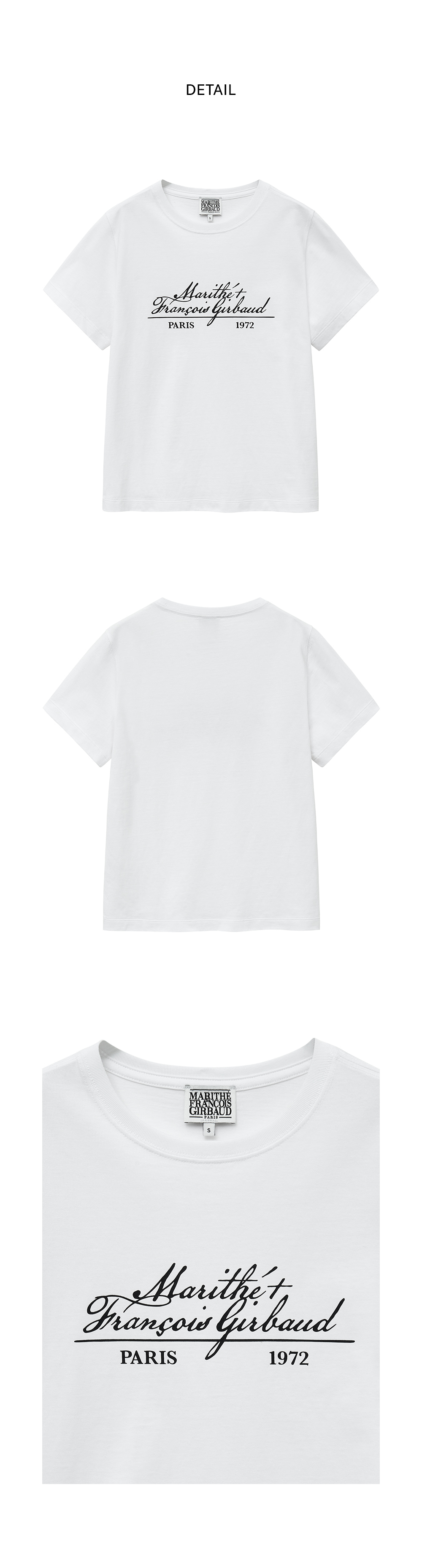 Marithe☆25SS W CURSIVE LOGO TEE (2color) W CURSIVE LETTERING LOGO TEE white - MARITHE FRANCOIS GIRBAUD