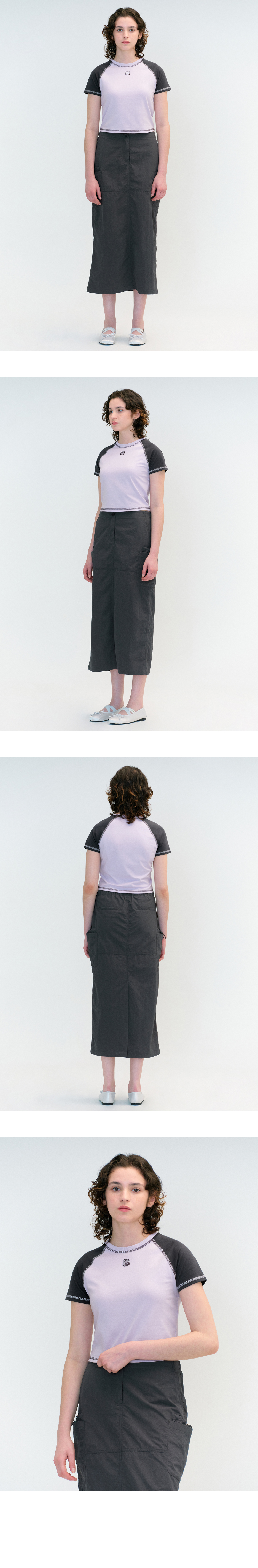 W RAGLAN STITCH CROP TEE - 3 COLORS PURPLE