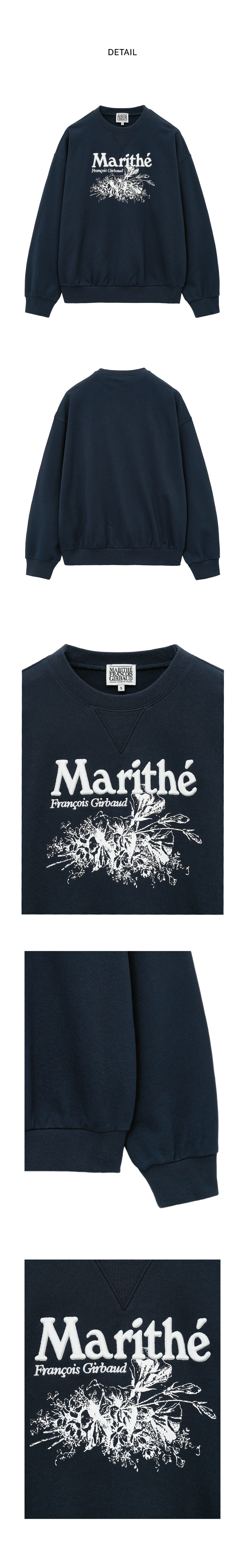 MUSINSA | MARITHÉ FLOWER OVERSIZED SWEATSHIRT navy