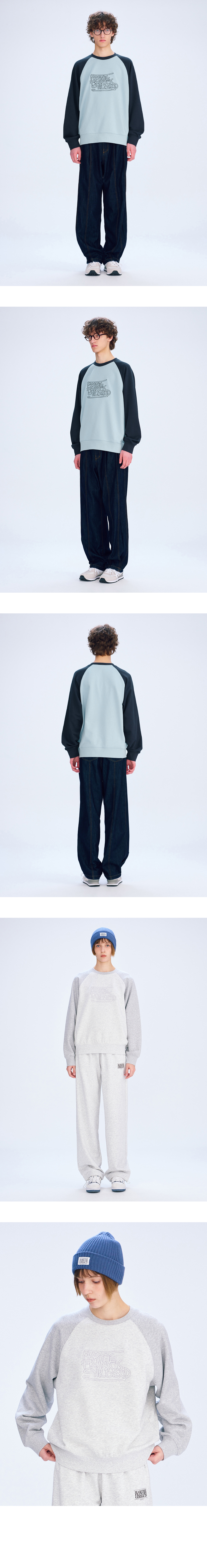 GRAFFITI COLOR BLOCK RAGLAN SWEATSHIRT navy - MARITHE