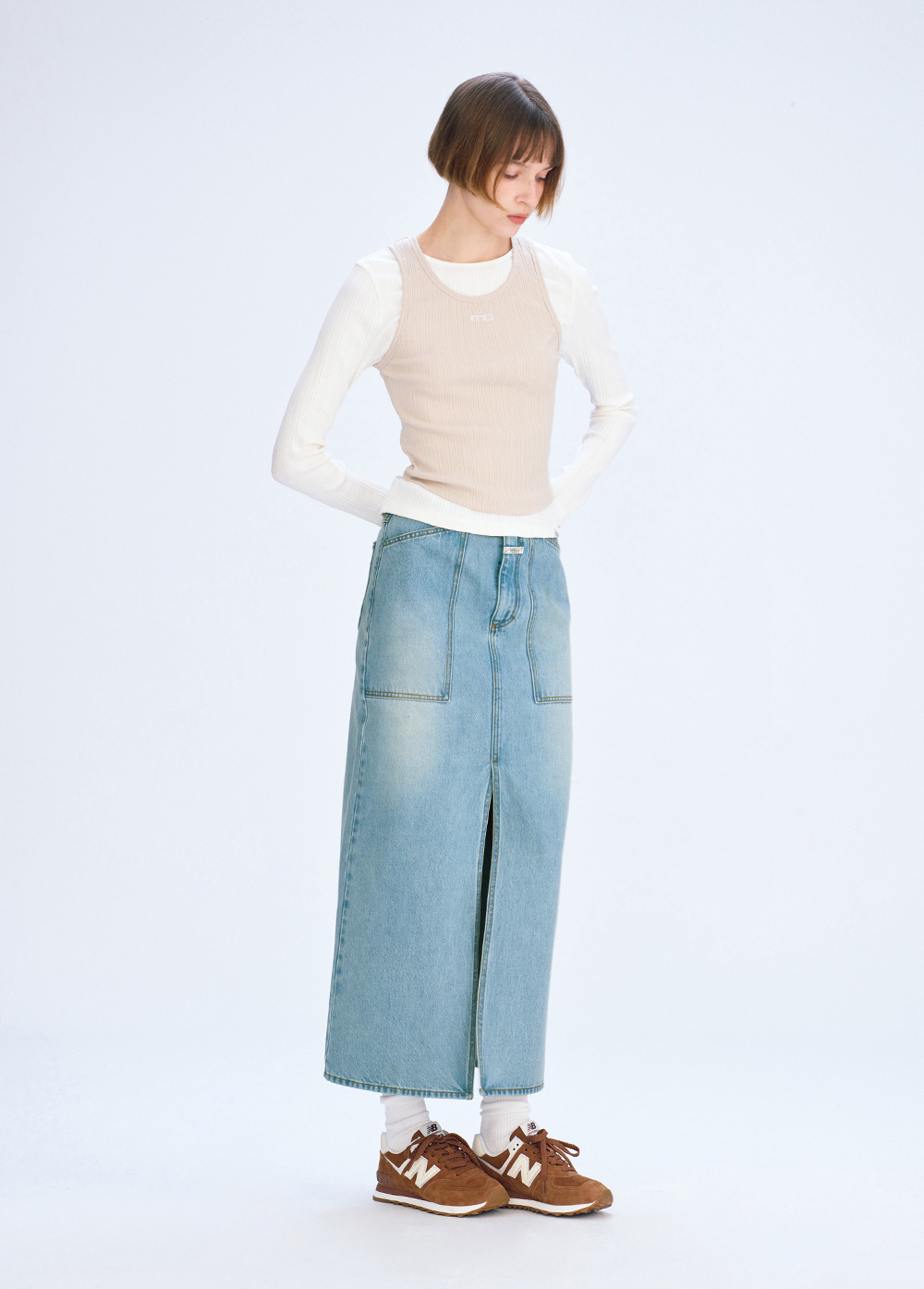 さらに100円引き◆MARITHE◆W MAXI OUT POCKET DENIM SKIRT W MAXI OUT POCKET DENIM SKIRT light blue - MARITHE FRANCOIS