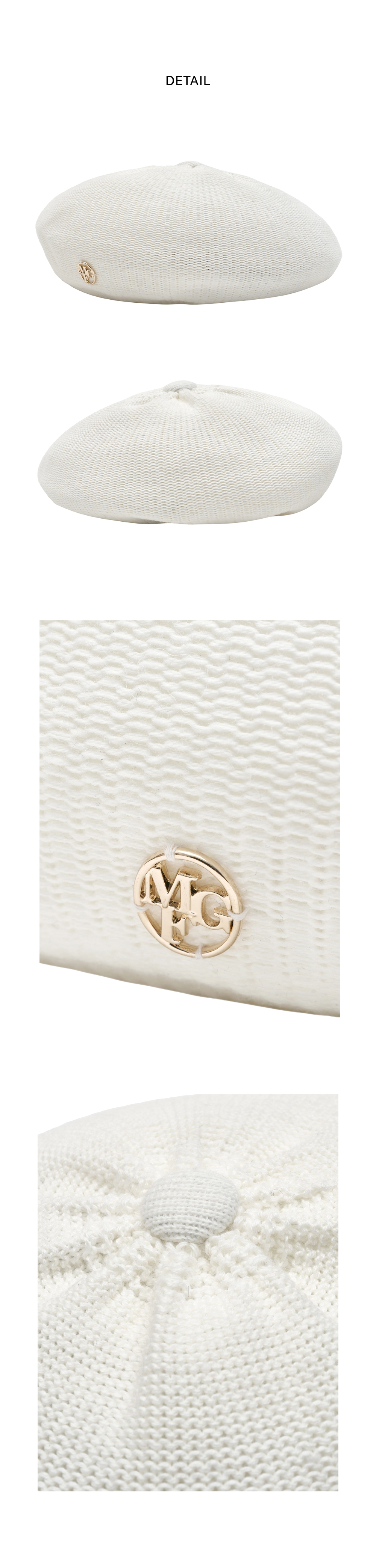 METAL CIRCLE LOGO KNIT BERET ivory - MARITHE FRANCOIS GIRBAUD